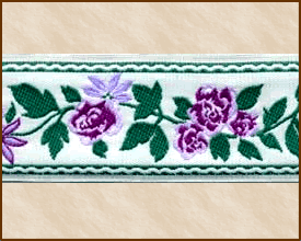 English Rose, 75 inch piece, White - Green - Purple - Lilac, 1-1